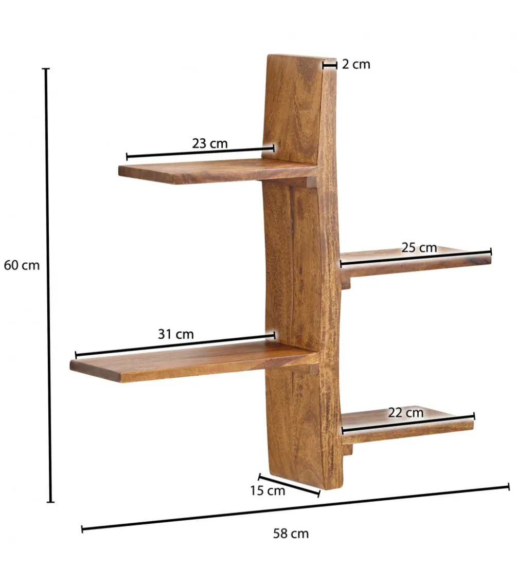 Półka ścienna FLER 58 cm drewno sheesham