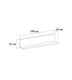 Półka wisząca BOTA 150 cm czarna