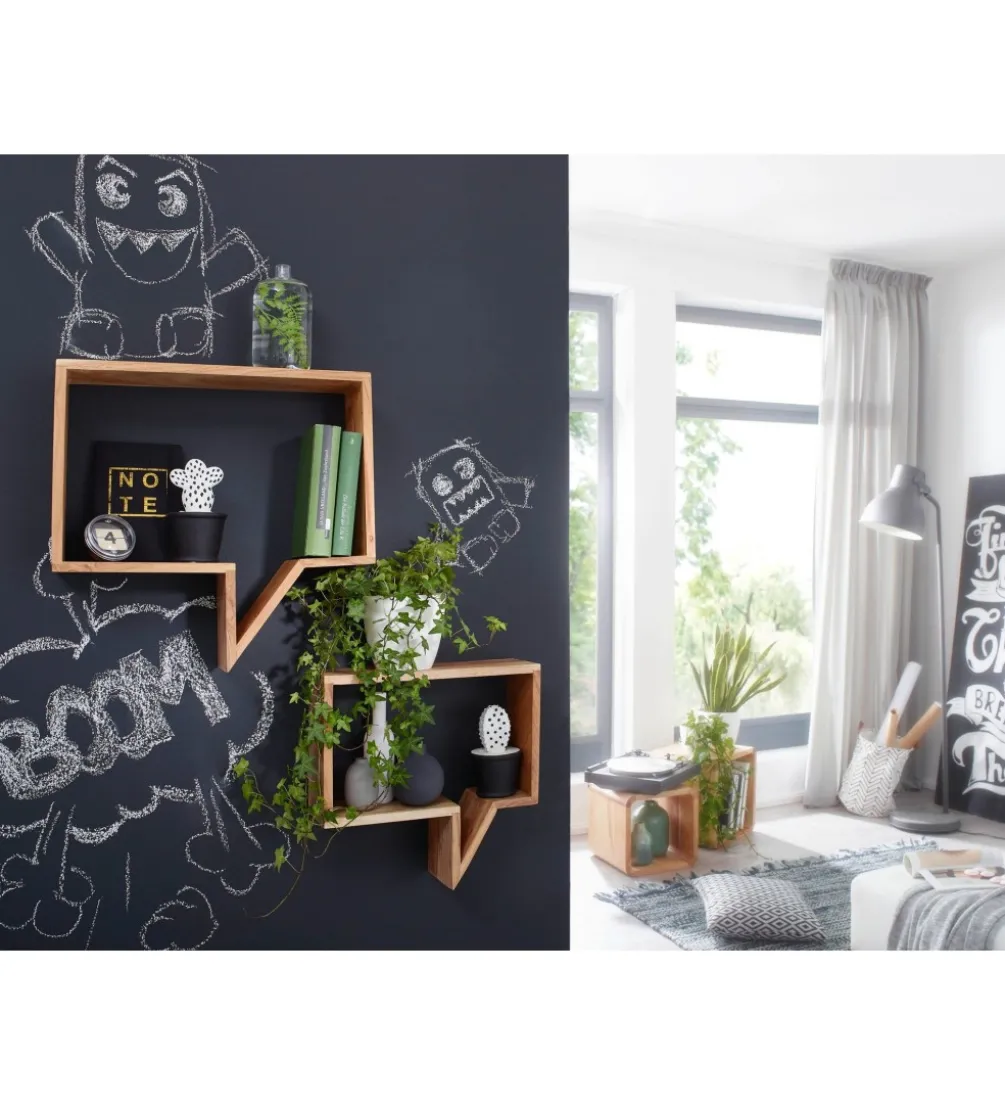 Półka wisząca MUMBAI set 2 drewno akacja