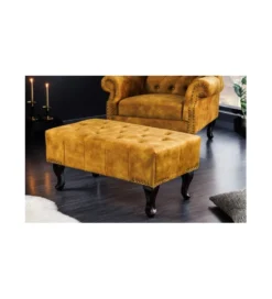 Podnóżek BRIGIDA Chesterfield musztardowy