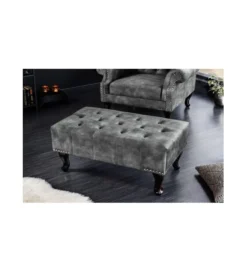 Podnóżek BRIGIDA Chesterfield 80 cm szary