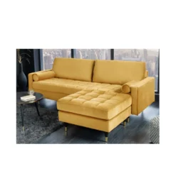 Pufa CANIS Velvet 80 cm musztardowo - źółta
