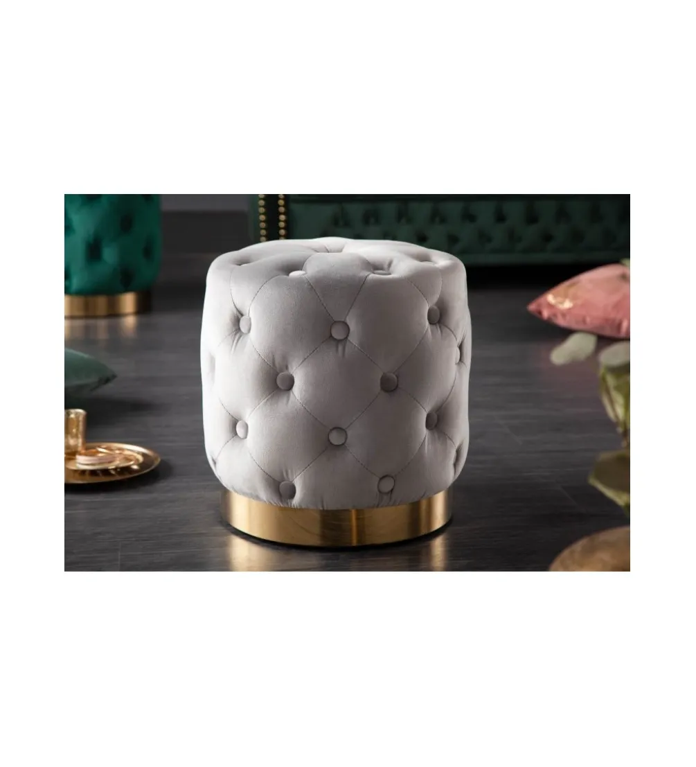 Pufa Modern Barock Chester szara
