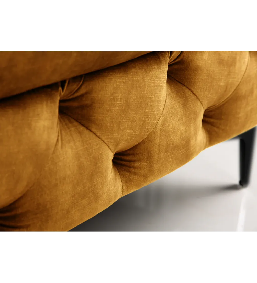 Pufa MODERN BAROCK 90 cm aksamitny musztardowo żółty