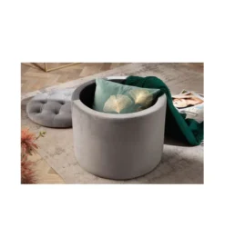 Pufa Modern Barock 50 Cm srebrnoszara