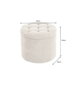 Pufa MODERN BAROCK STORAGE 50 cm bouclé kolor szampański