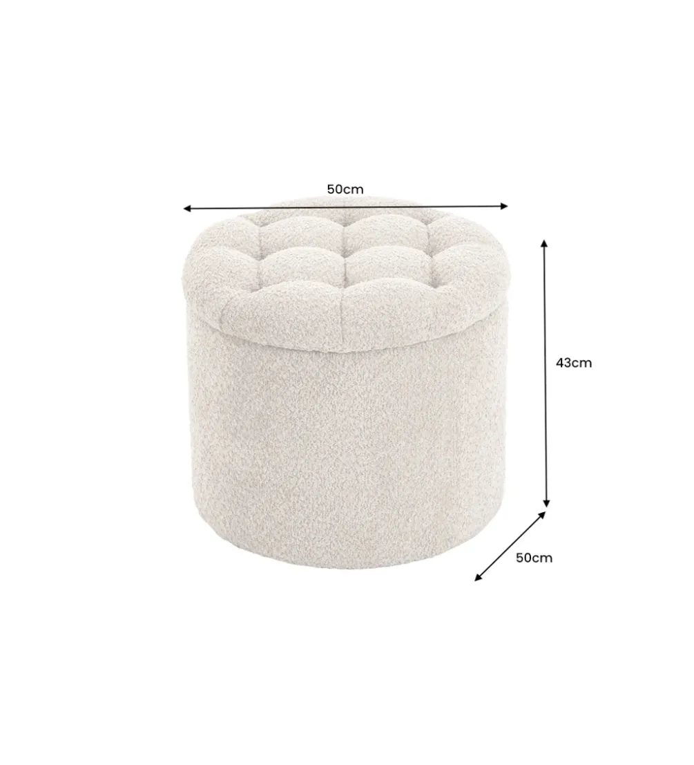 Pufa MODERN BAROCK STORAGE 50 cm bouclé kolor szampański