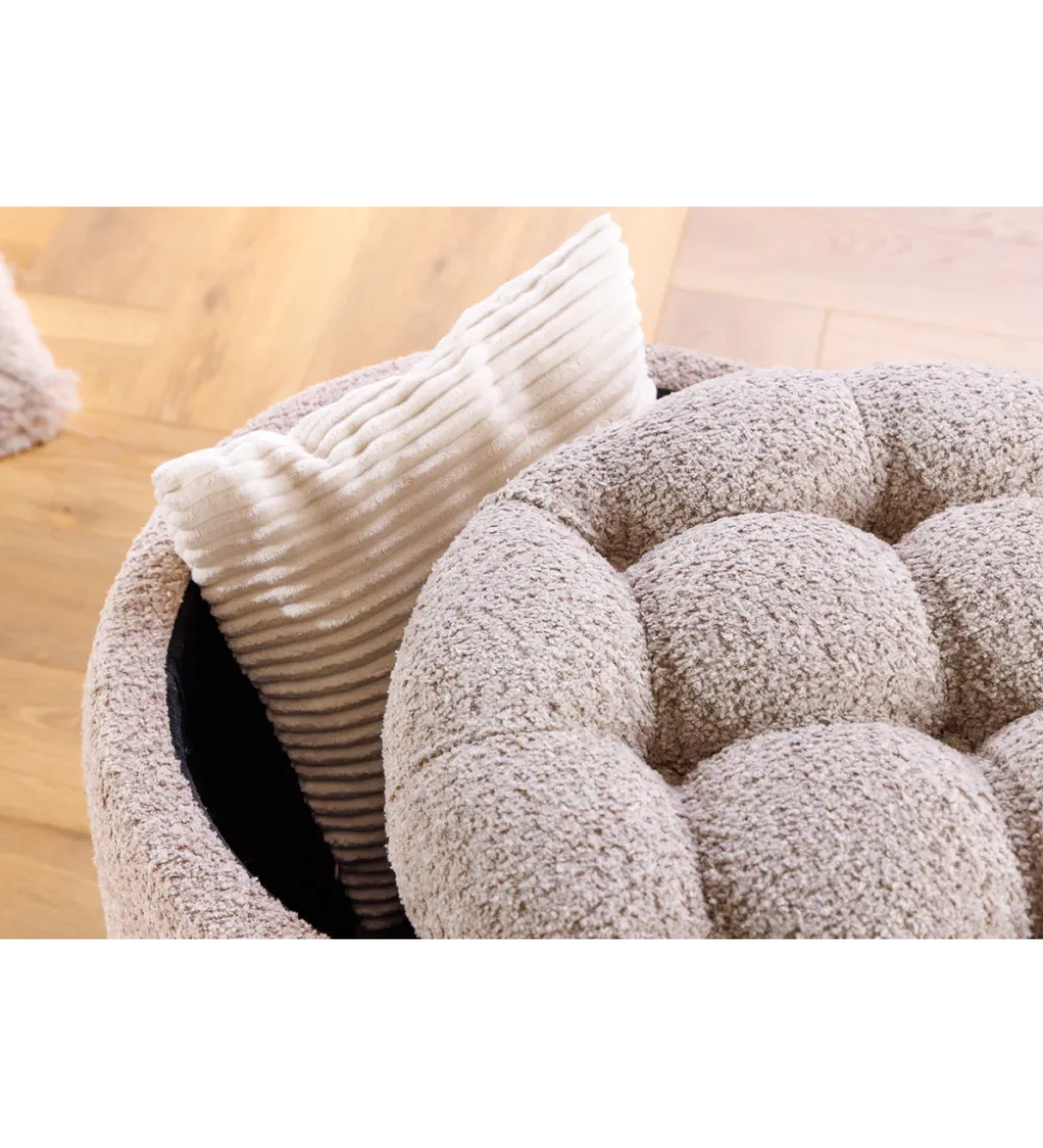 Pufa MODERN BAROCK STORAGE 50 cm bouclé kolor szampański