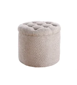 Pufa MODERN BAROCK STORAGE 50 cm bouclé kolor szampański