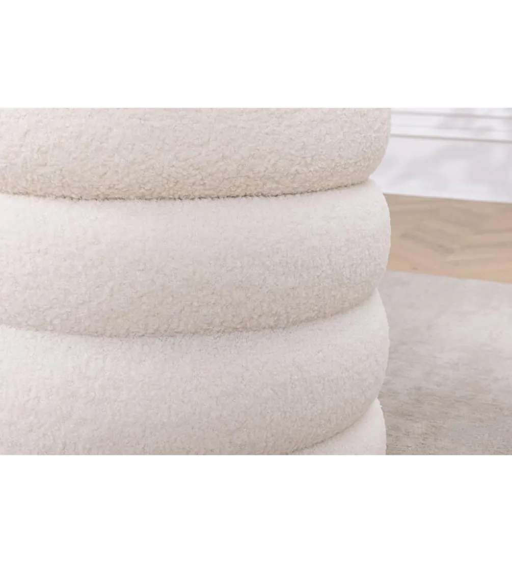 Pufa VOGUE 40 cm z schowkiem boucle biała
