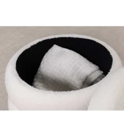Pufa VOGUE 40 cm z schowkiem boucle biała