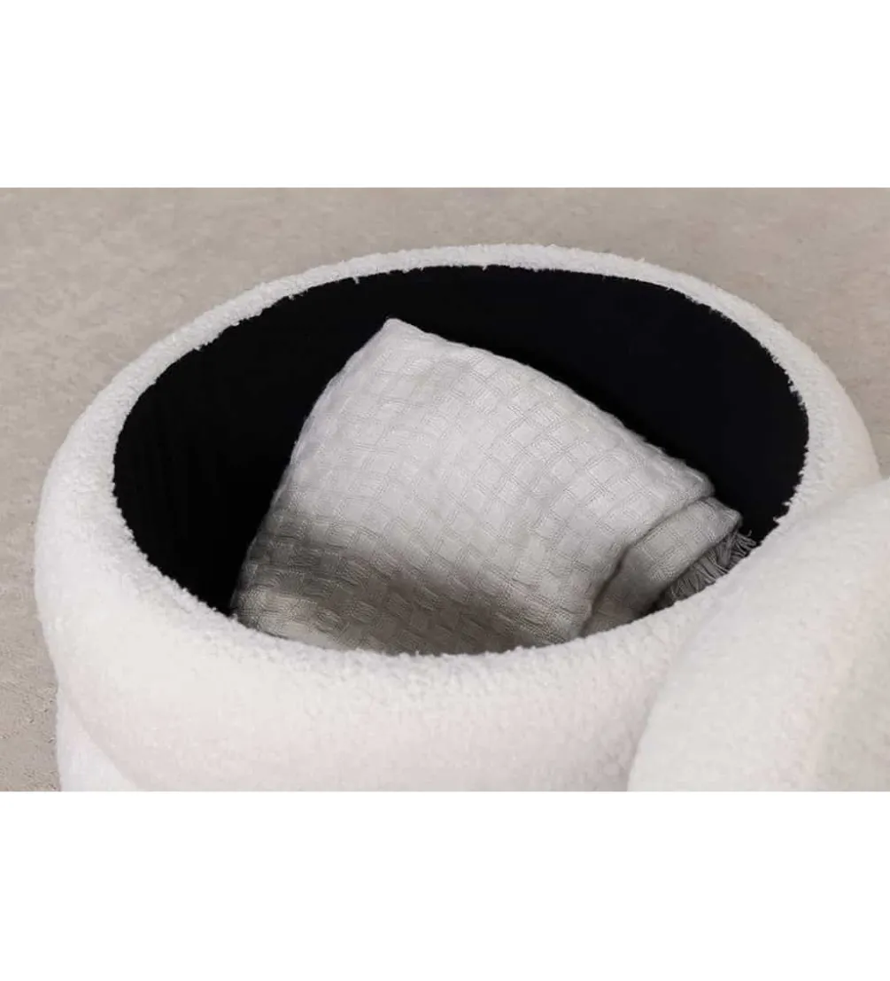 Pufa VOGUE 40 cm z schowkiem boucle biała