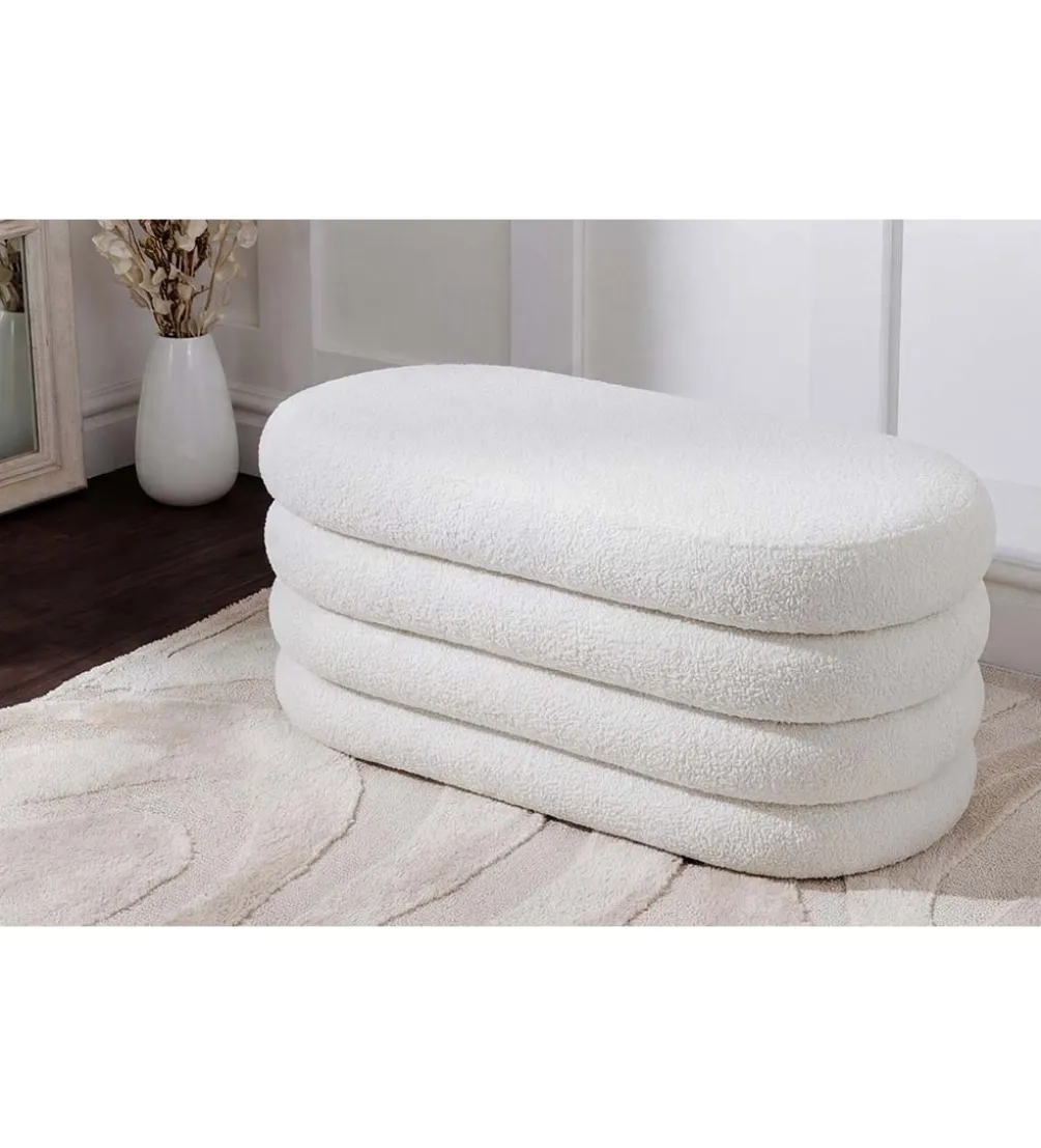 Pufa VOGUE 85 cm z schowkiem boucle białe