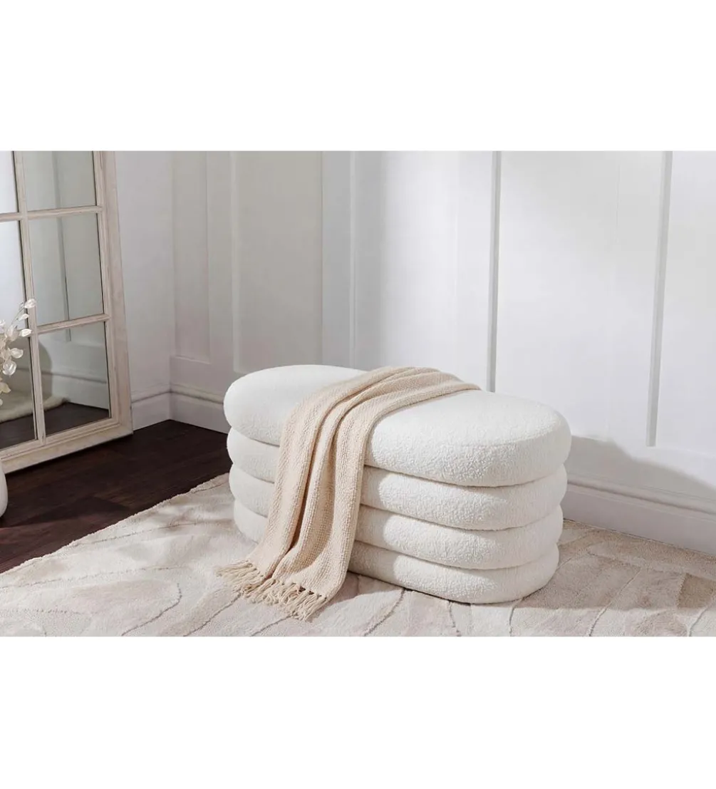 Pufa VOGUE 85 cm z schowkiem boucle białe