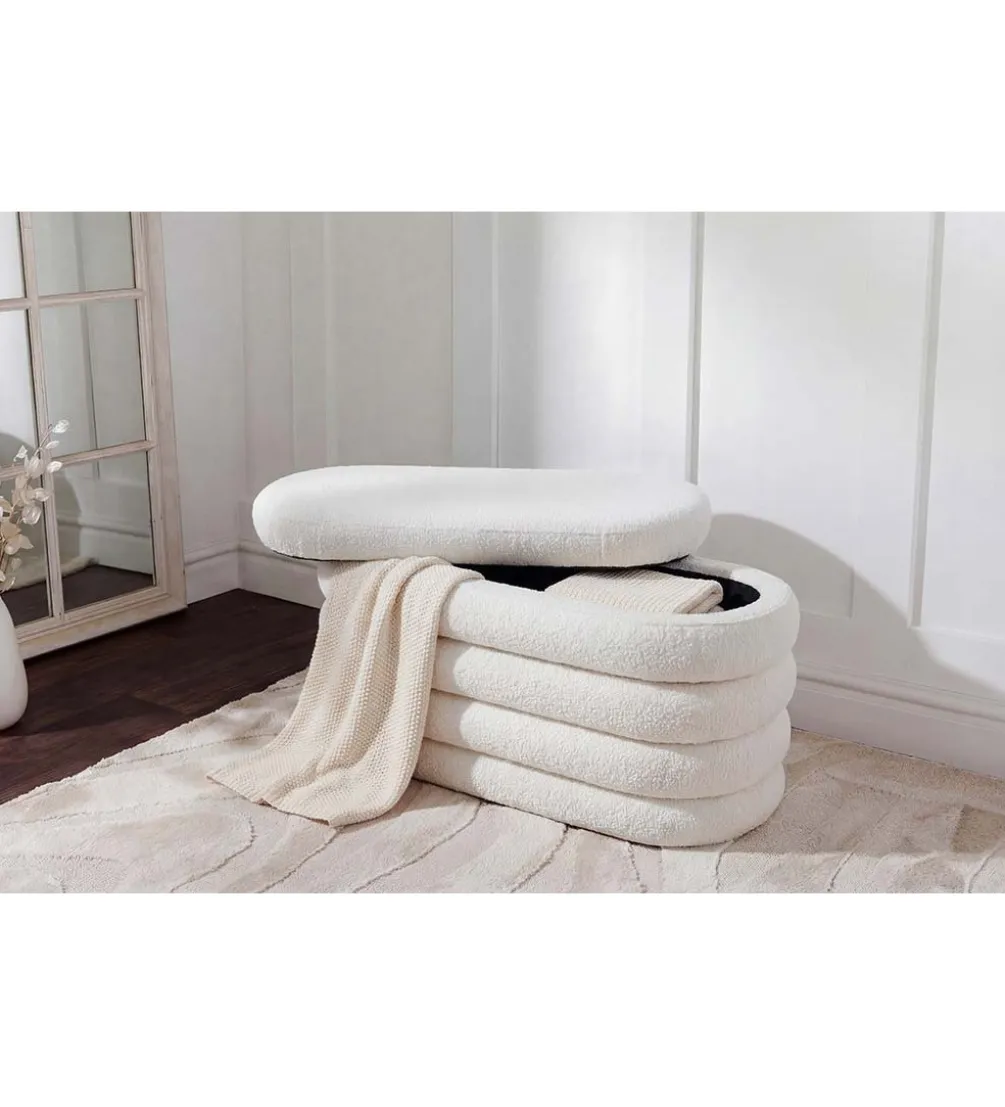 Pufa VOGUE 85 cm z schowkiem boucle białe