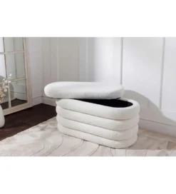 Pufa VOGUE 85 cm z schowkiem boucle białe