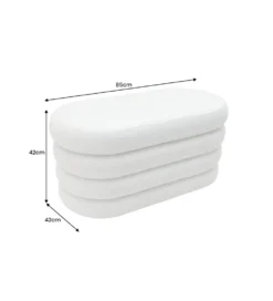 Pufa VOGUE 85 cm z schowkiem boucle białe