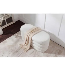 Pufa VOGUE 85 cm z schowkiem boucle białe