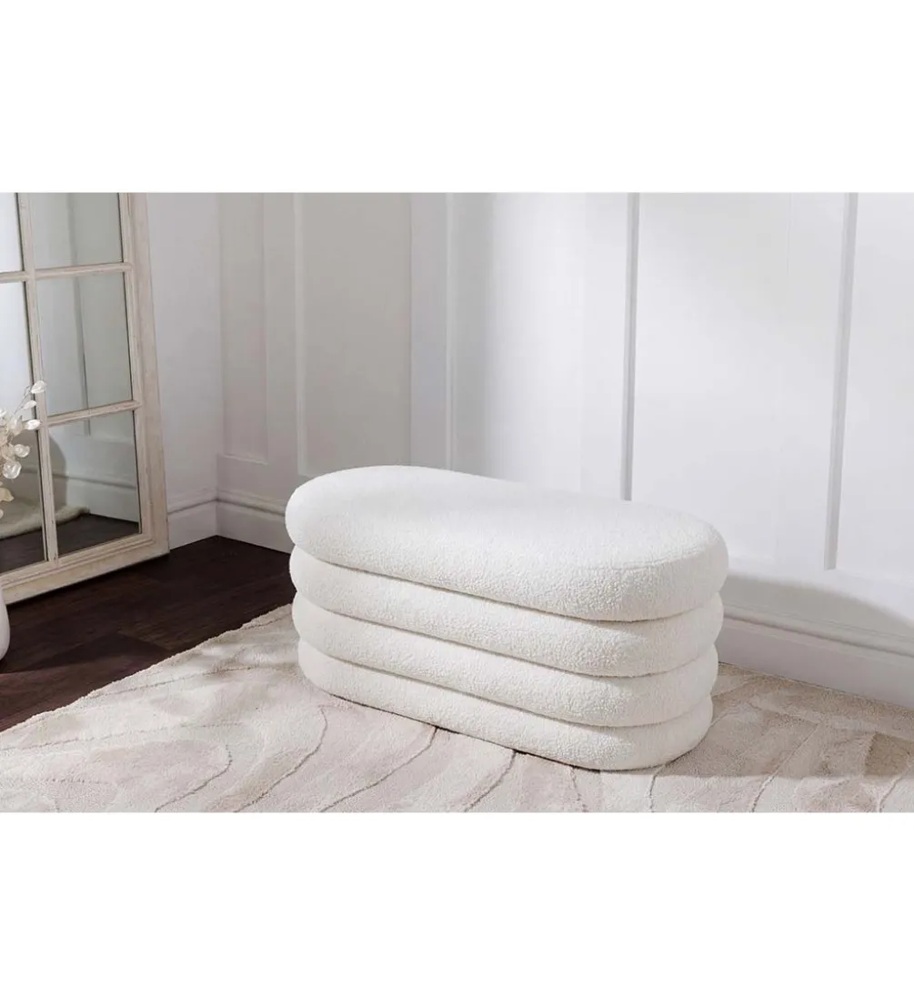 Pufa VOGUE 85 cm z schowkiem boucle białe