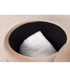 Pufa VOGUE 40 cm z schowkiem welwet champagne greige