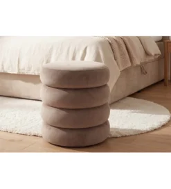 Pufa VOGUE 40 cm z schowkiem welwet champagne greige