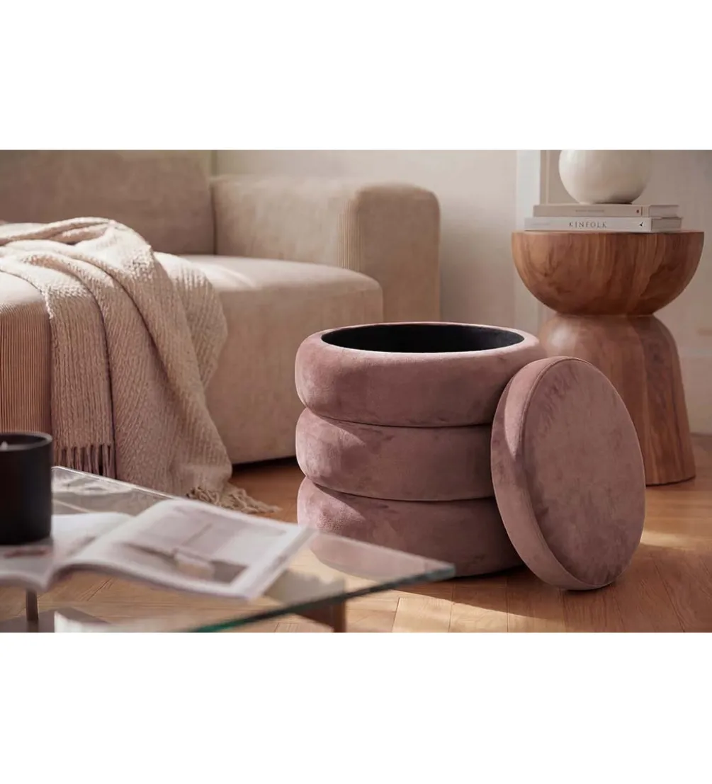 Pufa VOGUE 40 cm z schowkiem welwet różowa