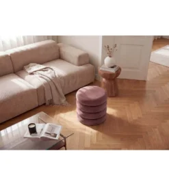 Pufa VOGUE 40 cm z schowkiem welwet różowa
