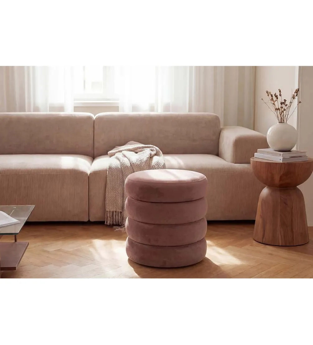 Pufa VOGUE 40 cm z schowkiem welwet różowa