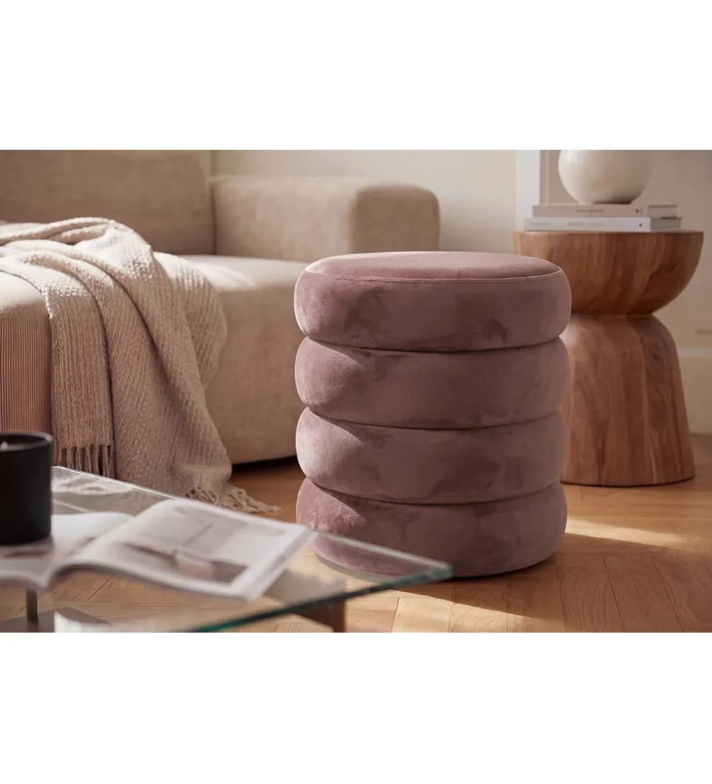 Pufa VOGUE 40 cm z schowkiem welwet różowa