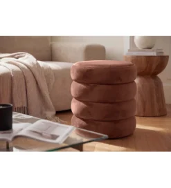 Pufa VOGUE 40 cm z schowkiem welwet brązowy miedziany