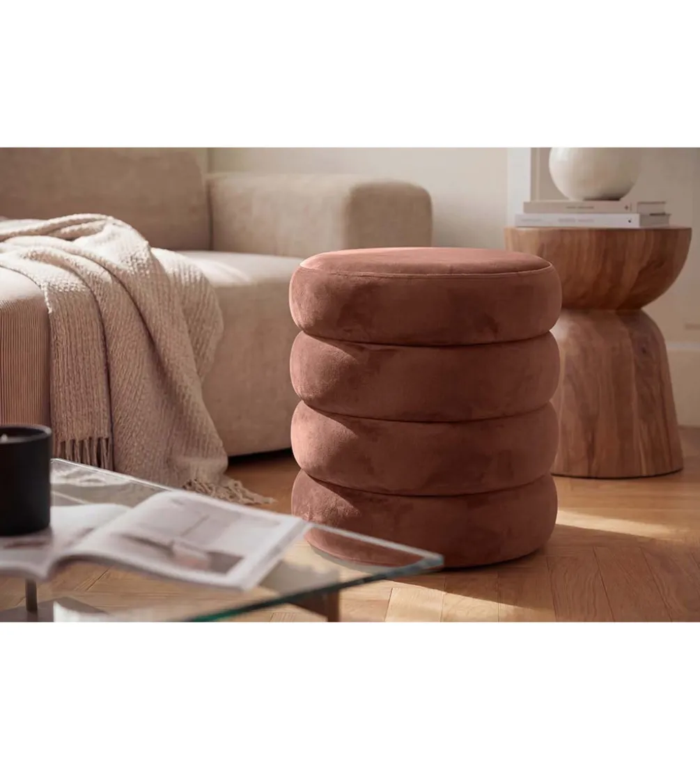 Pufa VOGUE 40 cm z schowkiem welwet brązowy miedziany