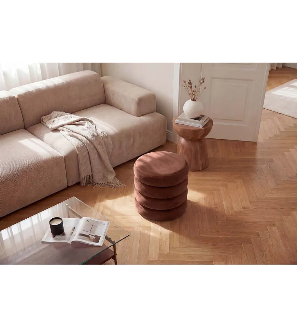 Pufa VOGUE 40 cm z schowkiem welwet brązowy miedziany