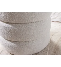 Pufa VOQUE 50 cm z pojemnikiem Bouclé kremowo biała