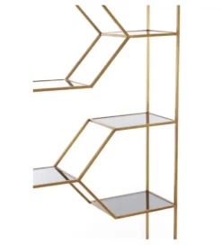 Regał AINO 214 cm ciemne szkło antyczny brąz