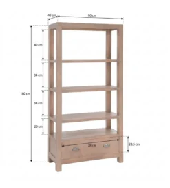Regał COTTAGE 180 cm drewno sosny