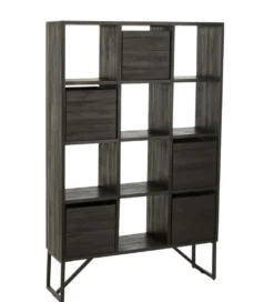 Regał HERTAB 158 cm drewno teak czarny