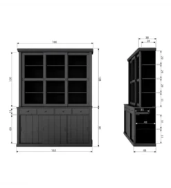 Regał LAGOS 214 cm drewno sosny czarny