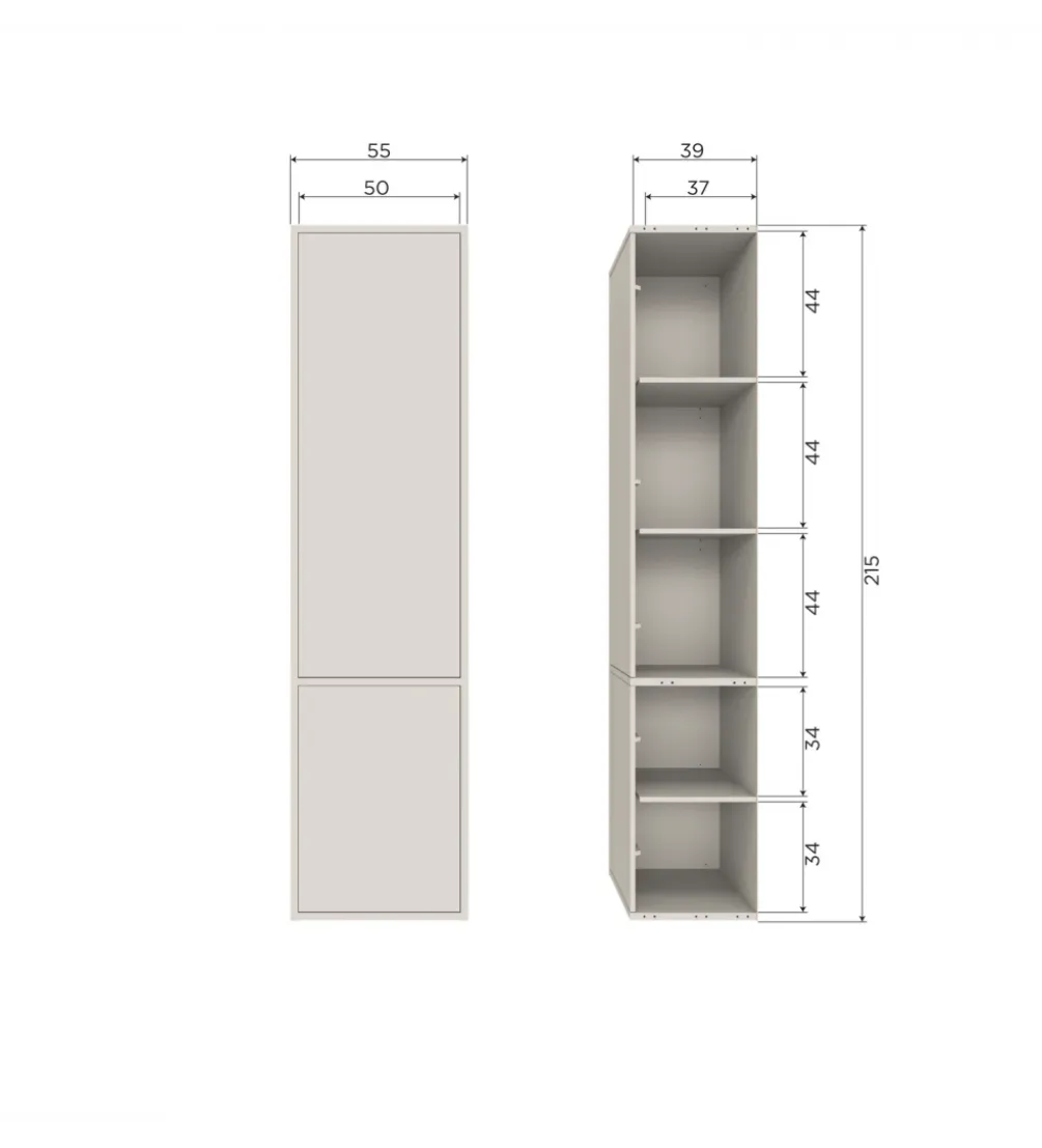 Regał MEGGY 55 cm drewno sosny szary