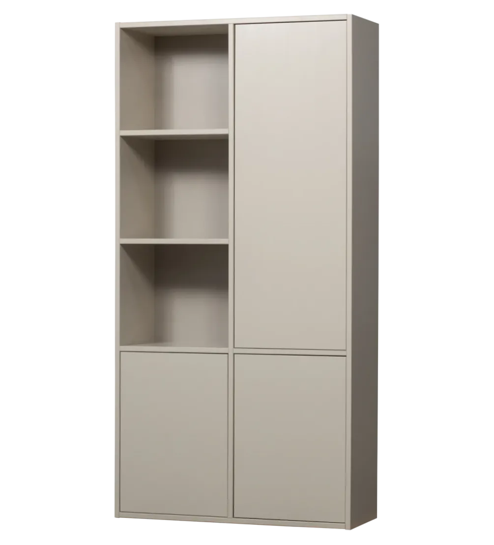 Regał MEGGY 108 cm drewno sosny szary prawostronny