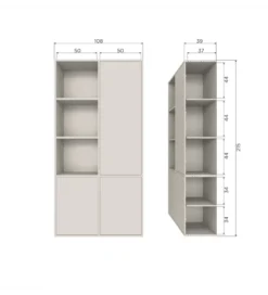 Regał MEGGY 108 cm drewno sosny szary prawostronny