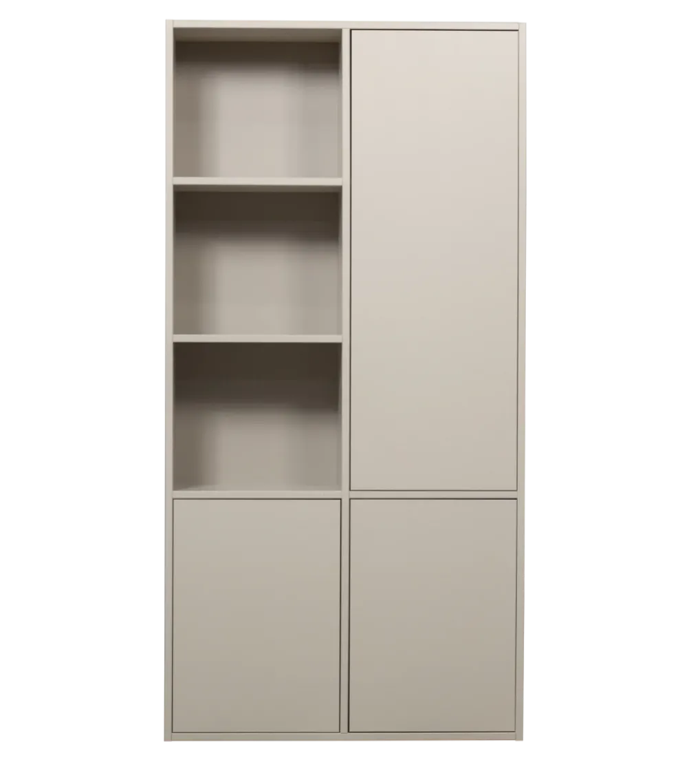 Regał MEGGY 108 cm drewno sosny szary prawostronny