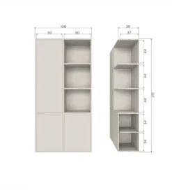 Regał MEGGY 108 cm drewno sosny szary lewostronny