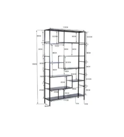 Regał metalowy Loft 195 cm x 115 cm czarny
