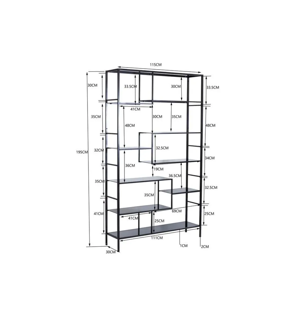Regał metalowy Loft 195 cm x 115 cm czarny