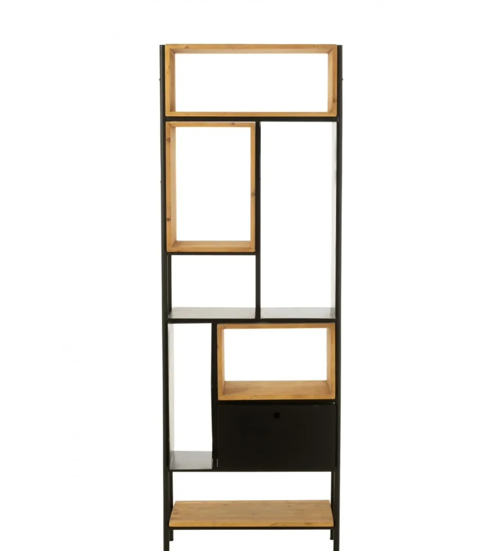 Regał TINA 65 cm x 185 cm drewno jodła czarny