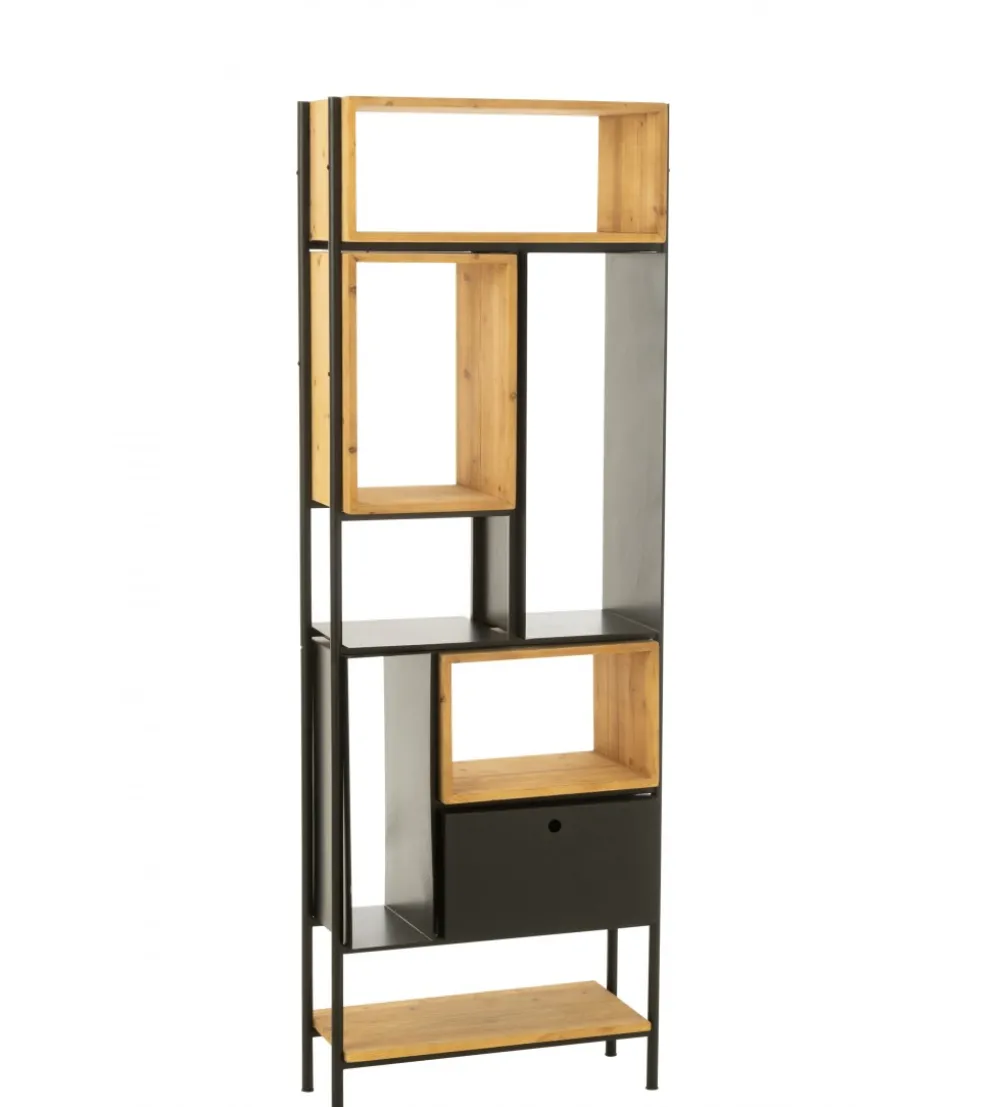 Regał TINA 65 cm x 185 cm drewno jodła czarny