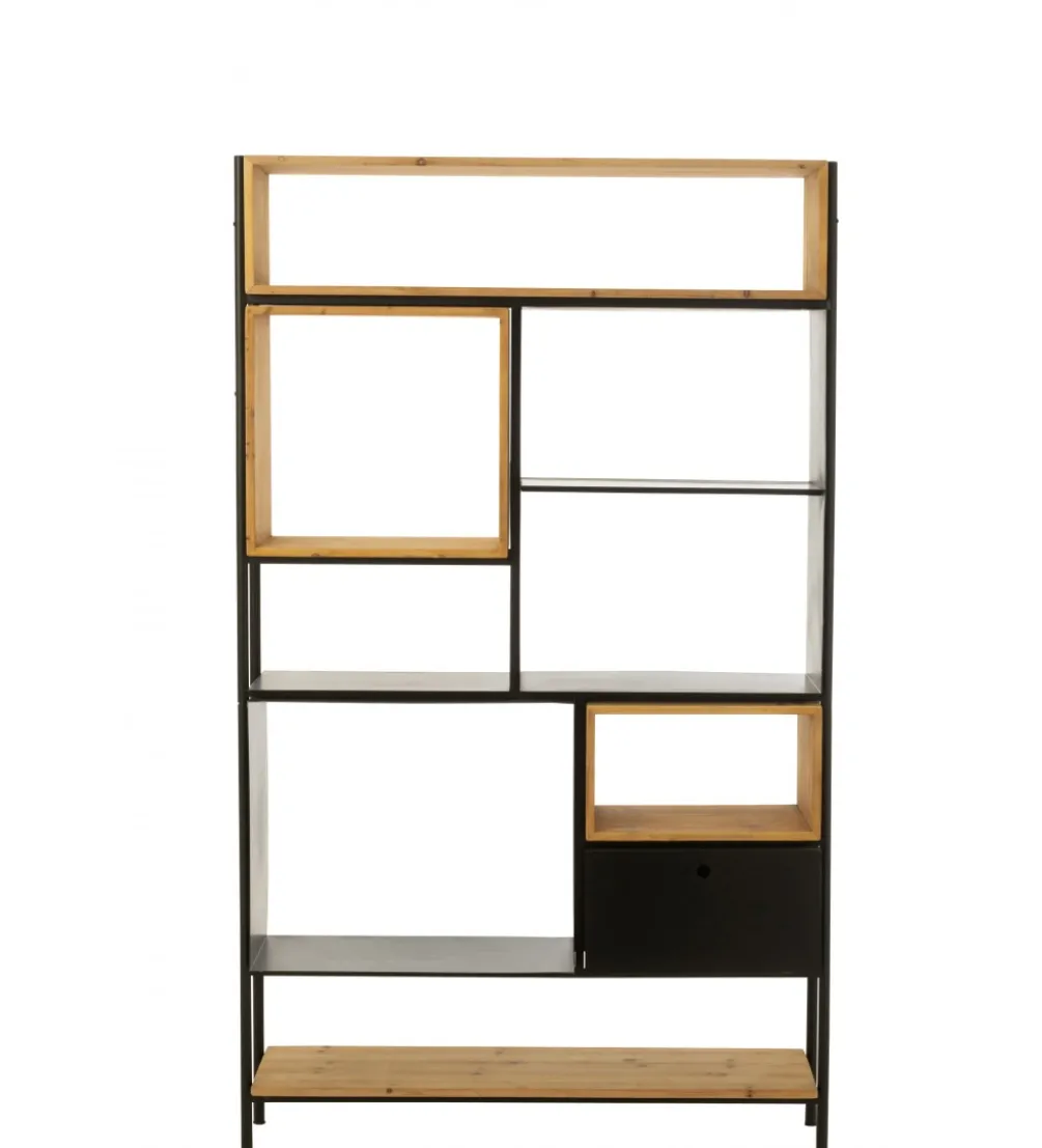 Regał TINA 110 cm x 185 cm drewno jodła czarny