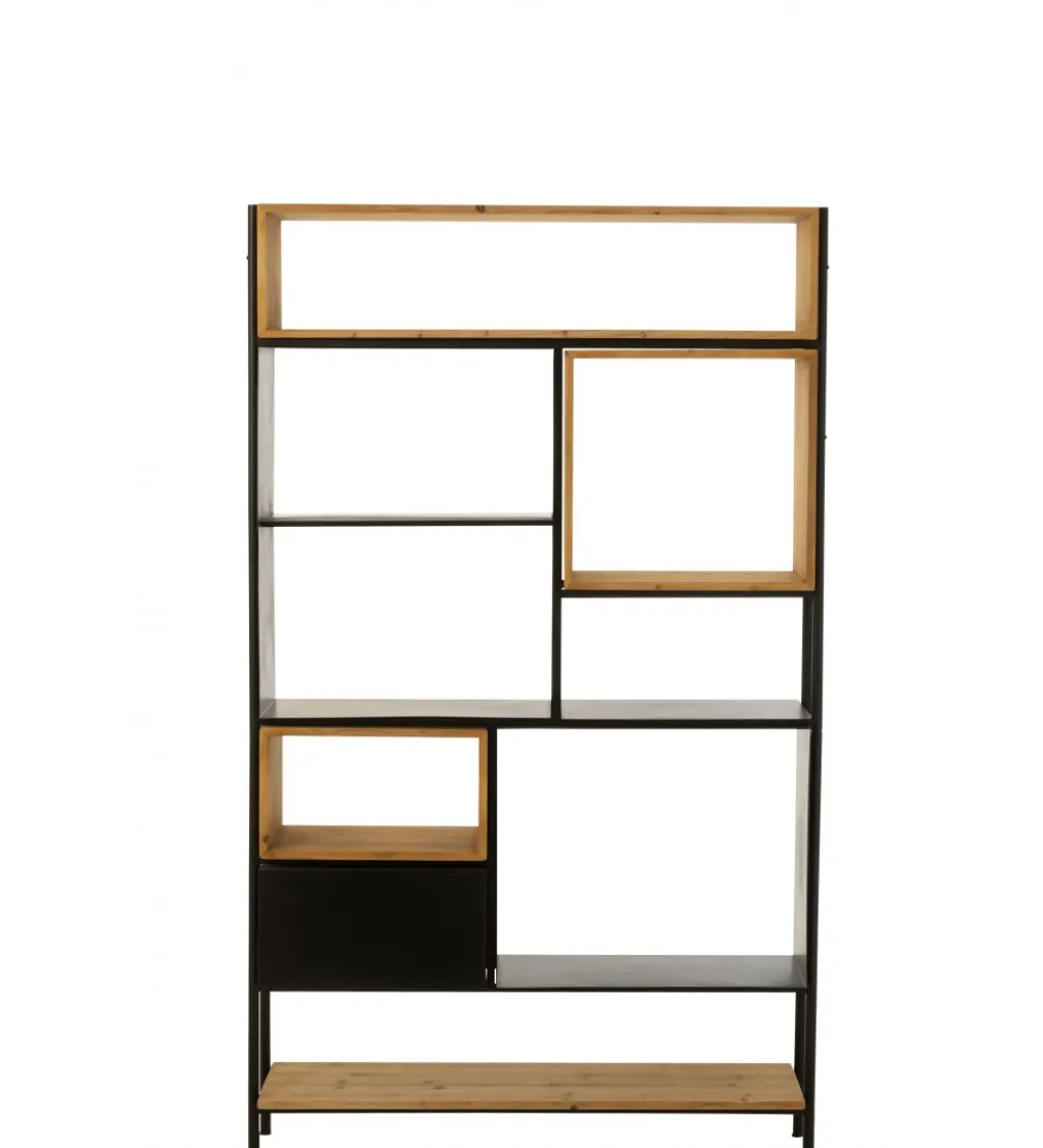 Regał TINA 110 cm x 185 cm drewno jodła czarny