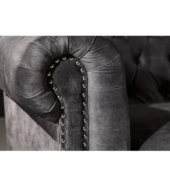 Sofa ARIELLE Chesterfield 205 Cm szary aksamit