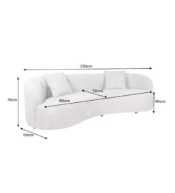 Sofa ATELIER 230 cm 3-osobowa bouclé beżowa